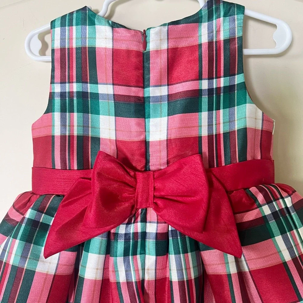 Gymboree Girls 3T Christmas Plaid Holiday Dress Red Green Tartan Tulle Bow